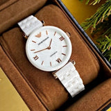 Emporio Armani Ceramica Mother of Pearl Dial White Ceramic Strap Watch For Women - AR1486