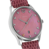 Gucci G-Timeless Pink Mother of Pearl Dial Pink Leather Strap Watch For Women - YA126586