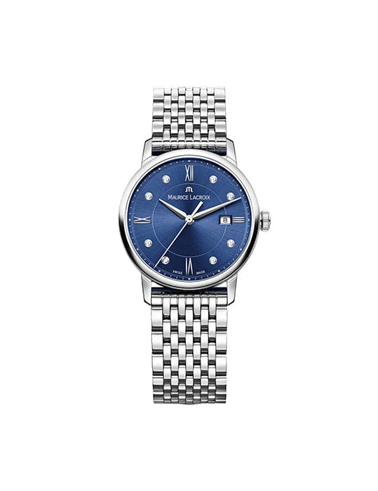 Maurice Lacroix Eliros Sunbrushed Blue Dial Silver Steel Strap Watch for Women - EL1094-SS002-130-1