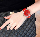 Swarovski Crystalline Hours Red Crystal Dial Red Leather Strap Watch for Women - 5295380