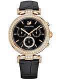 Swarovski Era Journey Chronograph Black Dial Black Leather Strap Watch for Women - 5295320