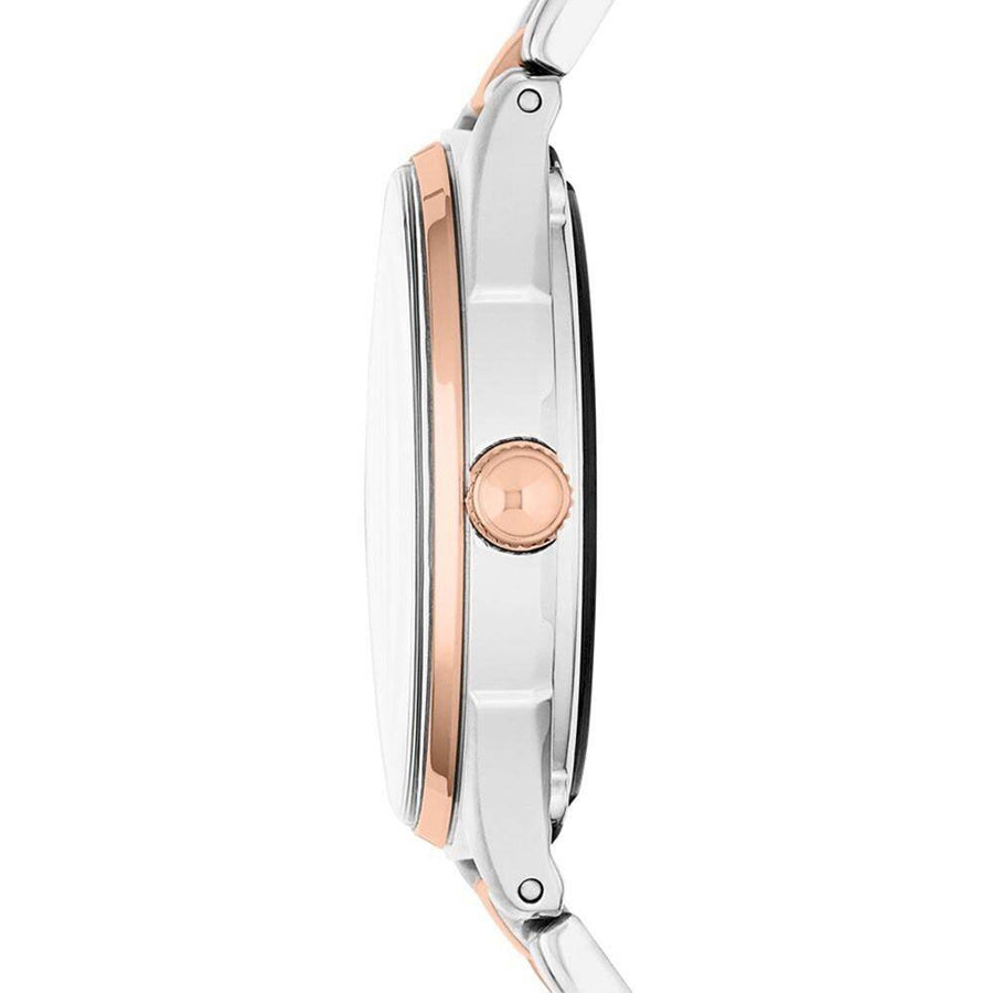 Marc Jacobs Tether Transparent White Dial Two Tone Steel Strap Watch for Women - MBM3436