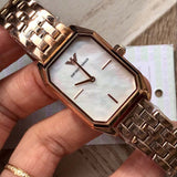 Emporio Armani Giola White Mother of Pearl Dial Rose Gold Steel Strap Watch For Women - AR11147