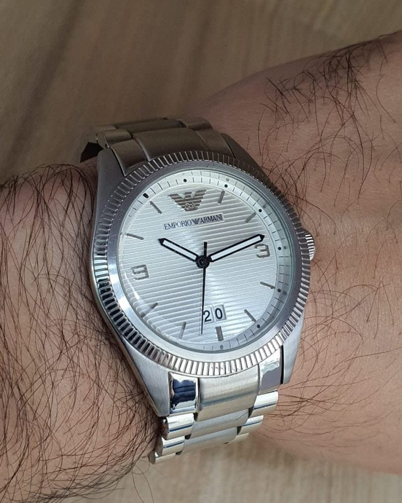 Emporio Armani Classic Silver Dial Silver Steel Strap Watch for Men - AR5894