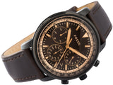 Fossil Goodwin Chronograph Brown Dial Brown Leather Strap Watch for Men - FS5529