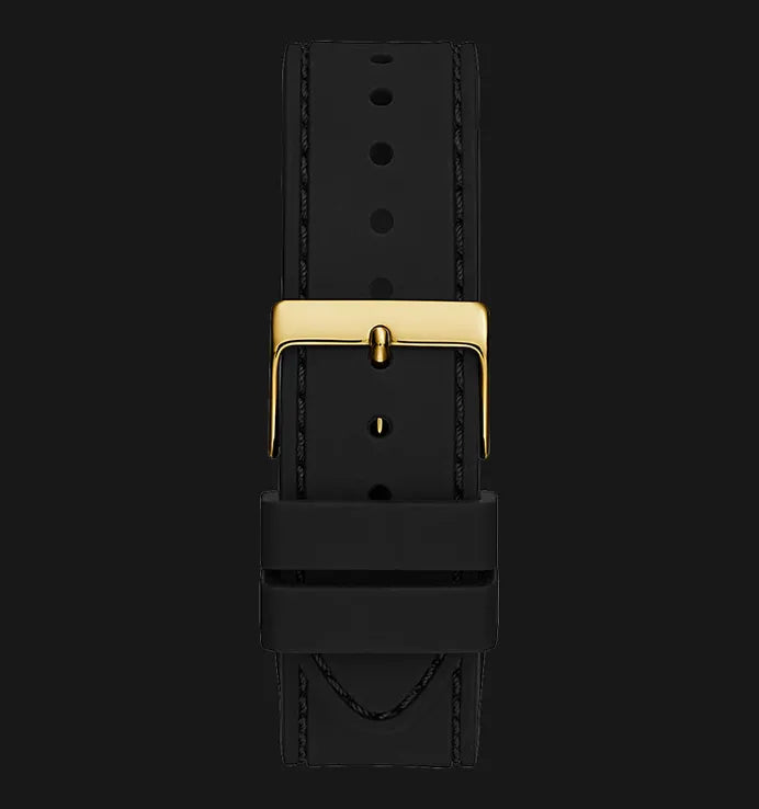 Guess Princess Crystals Gold Dial Black Silicone Strap Watch For Women - GW0439L2