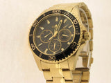 Guess Chaser Chronograph Black Dial Gold Steel Strap Watch for Men - W0170G2