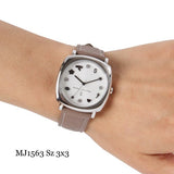 Marc Jacobs Mandy White Dial Light Brown Leather Strap Watch for Women - MJ1563