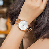 Calvin Klein Stately White Dial Rose Gold Steel Strap Watch for Women - K3G23626