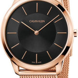 Calvin Klein Minimal Black Dial Rose Gold Mesh Bracelet Watch for Men - K3M2162Y