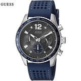 Guess Fleet Chronograph Black Dial Blue Rubber Strap Watch for Men - W0971G2