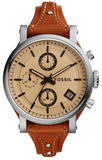 Fossil Original Boyfriend Sport Chronograph Beige Dial Brown Leather Strap Watch for Women - ES4046