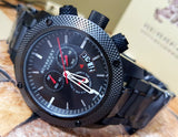 Burberry Sport Chronograph Black Dial Black Steel Strap Watch for Men - BU7703