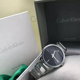 Calvin Klein Stately Black Dial Silver Steel Strap Watch for Women - K3G23121