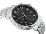 Tommy Hilfiger Daniel Black Dial Silver Steel Strap Watch for Men - 1710413