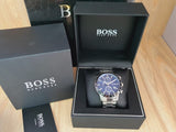 Hugo Boss Rafale Quartz Blue Dial Silver Steel Strap Watch for Men - 1513510