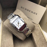 Burberry Heritage Diamond White Dial Silver Stainless Steel Strap Watch for Women - BU1583