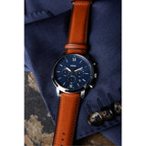 Fossil Neutra Chronograph Blue Dial Brown Leather Strap Watch for Men - FS5791