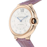 Cartier Ballon Bleu De Cartier Diamonds Silver Dial Pink Leather Strap Watch for Women - WJBB0010