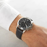 Fossil Grant Chronograph Black Dial Black Leather Strap Watch for Men - FS4812