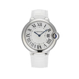 Cartier Ballon Bleu de Cartier Silver Dial White Leather Strap Watch for Women - W6920087