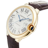 Cartier Ballon Blue de Cartier Silver Dial Brown Leather Strap Watch for Men - W6900551