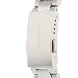 Silver watch clasp with TAG Heuer engraving.
