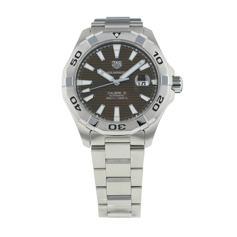 Tag Heuer Aquaracer Calibre 5 Automatic Sunray Brown Dial Silver Steel Strap Watch for Men - WAY2018.BA0927