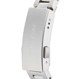 Silver watch clasp with TAGHeuer text.