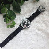 Marc Jacobs White & Black Dial Black Leather Strap Watch for Women - MBM1148