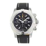 Breitling Avenger Chronograph 45mm Black Dial Black Leather Strap Watch for Men - A13317101B1X1