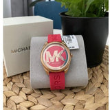 Michael Kors Janelle Three Hand Red Dial Red Rubber Strap Watch For Women - MK7142