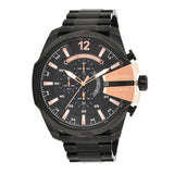 Diesel Mega Chief Chronograph Black Dial Black Steel Strap Watch For Men - DZ4309