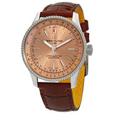 Breitling Navitimer Automatic 35 Brown Dial Brown Leather Strap Watch for Men - A17395201K1P1