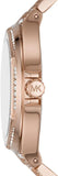 Michael Kors Lennox Three Hand Crystals Rose Gold Dial Rose Gold Steel Strap Watch For Women - MK6992