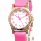 Marc Jacobs Henry White Dial Pink Leather Strap Watch for Women - MBM1237