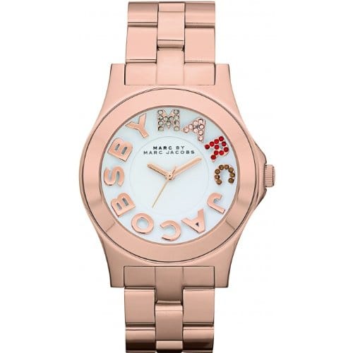 Marc Jacobs Rivera White Dial Rose Gold Steel Strap Watch for Women - MBM3138