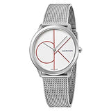 Calvin Klein Minimal White Dial Silver Mesh Bracelet Watch for Men - K3M51152