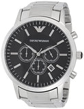 Emporio Armani Sportivo Chronograph Black Dial Silver Steel Strap Watch For Men - AR2460