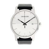 Calvin Klein City White Dial Black Leather Strap Watch for Men - K2G2G1CD