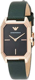 Emporio Armani Gioia Analog Black Mother of Pearl Dial Green Leather Strap Watch For Women - AR11149