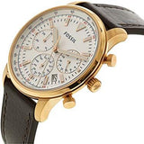 Fossil Goodwin Chronograph White Dial Brown Leather Strap Watch for Men - FS5415