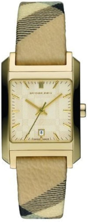 Burberry Nova Gold Tone Square Dial Leather Strap Watch for Women - BU1582