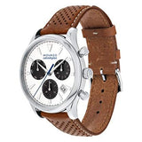 Movado Heritage Calendoplan Chronograph White Dial Brown Leather Strap Watch for Men - 3650008