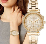 Michael Kors Sofie Chronograph Quartz Gold Dial Gold Steel Strap Watch For Women - MK6559