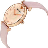 Emporio Armani Gianni T Bar Mother Of Pearl Pink Dial Pink Leather Strap Watch For Women - AR1958