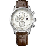 Tommy Hilfiger Kane Chronograph White Dial Brown Leather Strap Watch for Men - 1791400