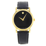 Movado Museum Black Dial Black Leather Strap Watch For Men - 2100005