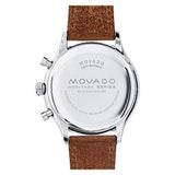 Movado Heritage Calendoplan Chronograph White Dial Brown Leather Strap Watch for Men - 3650008