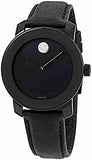 Movado Bold Black Dial Black Leather Strap Watch for Women - 3600483